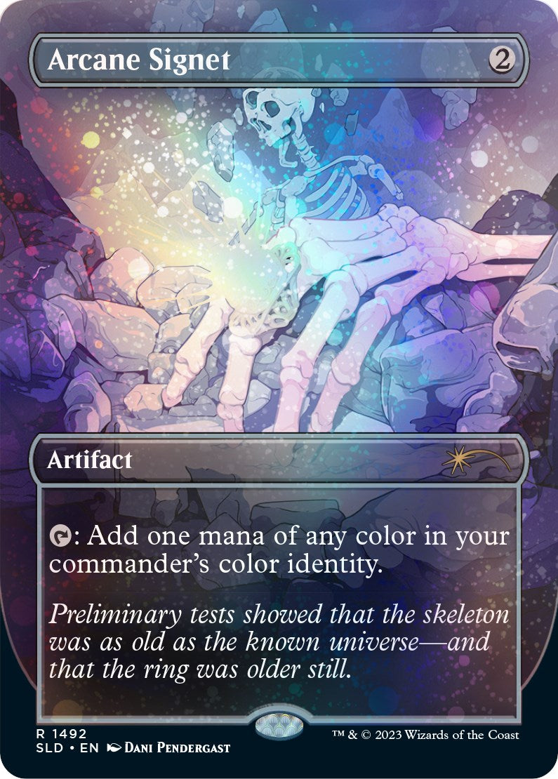 arcane signet mtg final fantasy (1492) (Galaxy Foil) [SLD Commander Cards Stock image Hand-drawn ink microns on Deck:Ruby & Steel