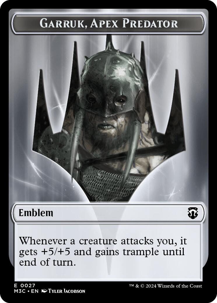 Emblem - Garruk, Apex Predator // Saproling Double-Sided Token