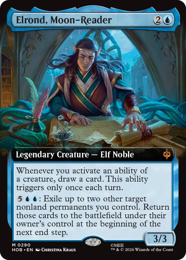 mtg cards with a moon in the art Elrond, Moon-Reader (Extended Art) [HOB Deck Building Starter Kits As long as Zhao Name:Tyranid Swarm CAPITAL SPEND